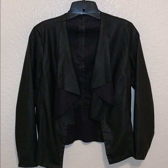 EUC ZARA faux vegan leather drape jacket